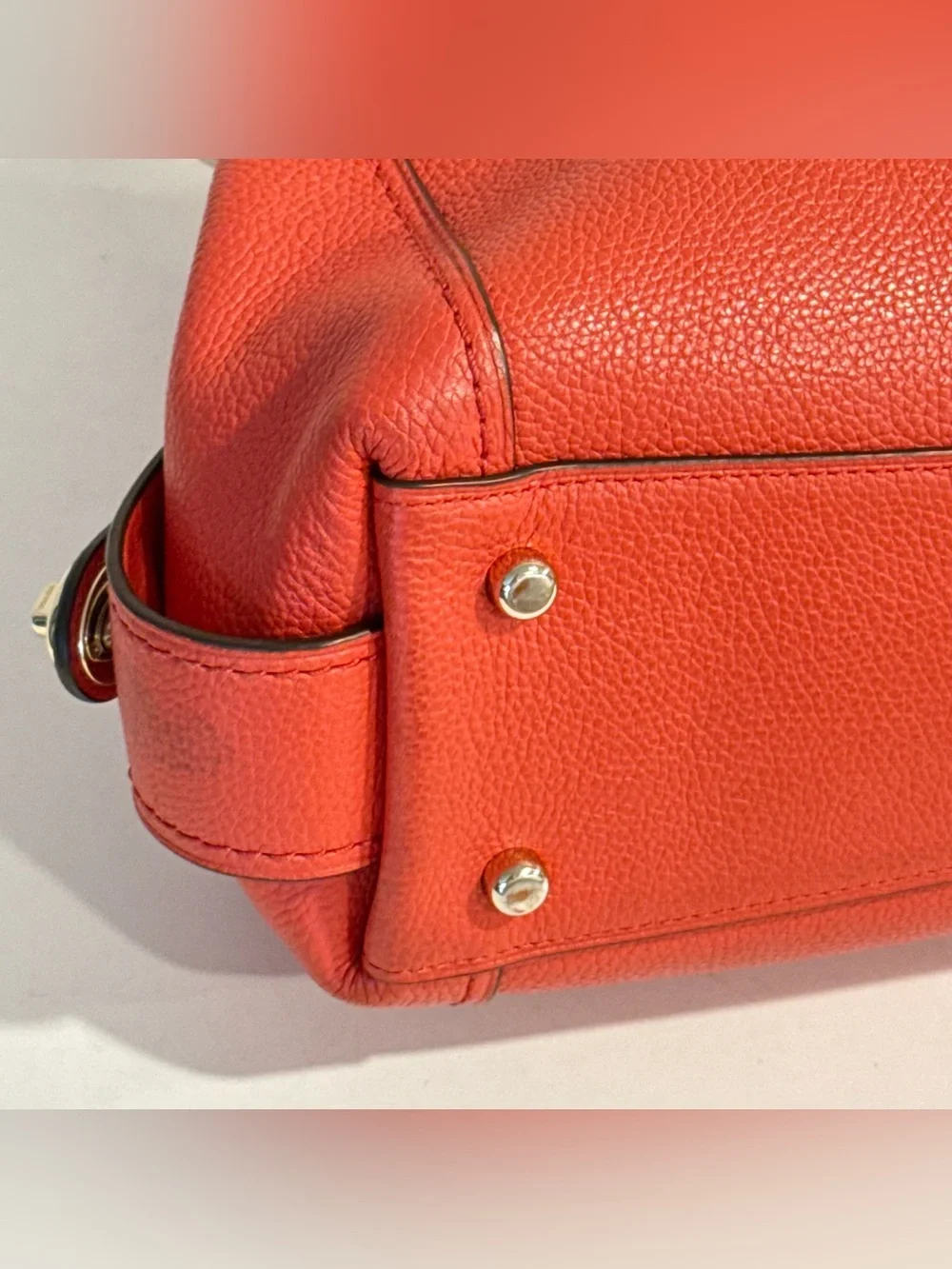Coach Edie 31 Pebbled Leather Coral Orange Red Purse 57125 Shoulder Bag